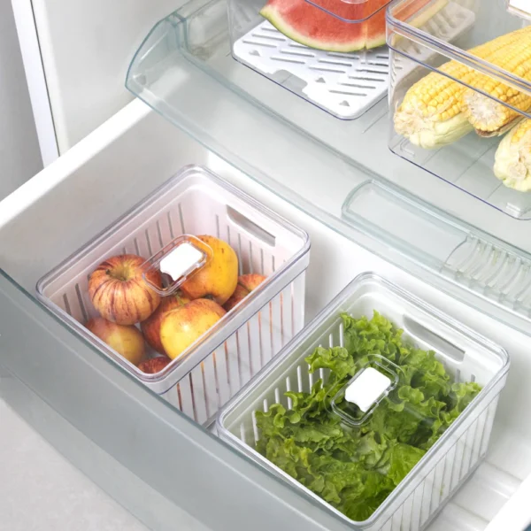 Kit 4 Organizador de Geladeira 3,8 Litros Cesto Com Tampa Multiuso Alimentos Verduras e Vegetais - Image 5