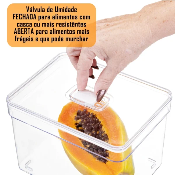 Kit 4 Organizador de Geladeira 3,8 Litros Cesto Com Tampa Multiuso Alimentos Verduras e Vegetais - Image 6