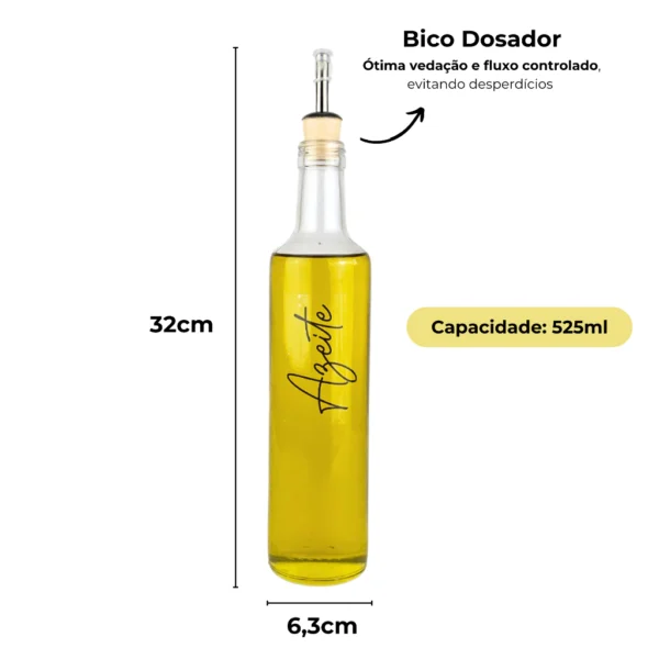 Galheteiro de Vidro 525ml com Bico Dosador | Azeite / Vinagre / Óleo / Shoyu - Image 3