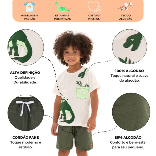 Kit Sortido 10 Peças de Roupas Infantil Bebê Menino (5 Camisetas + 5 Bermudas) Kit 5 Conjuntos Bebê - Image 5