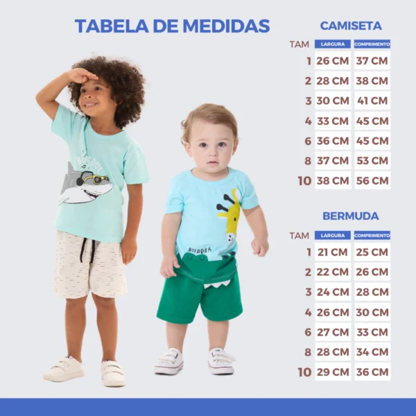 Kit Sortido 10 Peças de Roupas Infantil Bebê Menino (5 Camisetas + 5 Bermudas) Kit 5 Conjuntos Bebê - Image 4