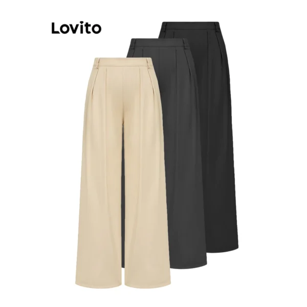 Lovito Elegante Calça Plissada para Mulheres L74ED153(Multicolorido) - Image 2